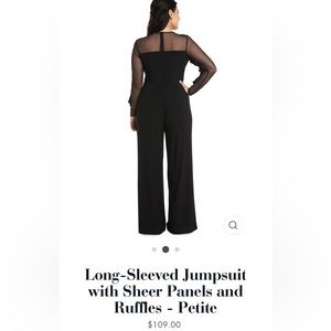 Classy black jumpsuit with sheer sleeves and ruffles